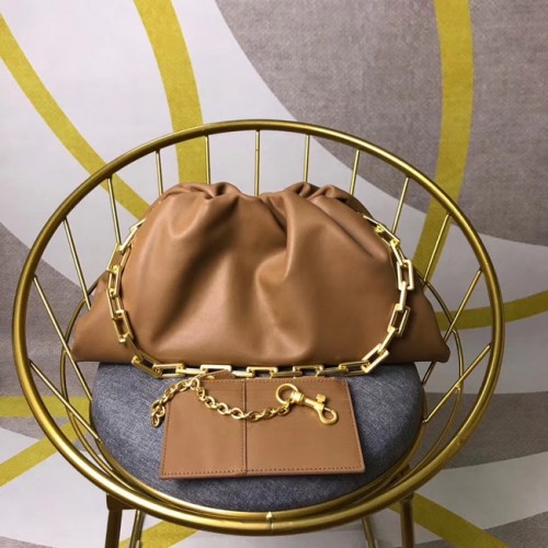 Bottega Veneta Nappa jehněčí měkká široká velká kabelka přes rameno 585853 hnědá