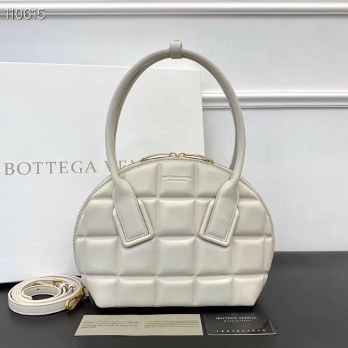 Bottega Veneta Original Tkaná Kožená Kabelka Čtvercového Shellu BV67130 Bílá