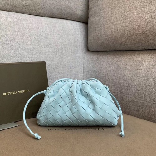 Bottega Veneta Ovčí Tkaná Kožená Taška BV3693 Sky Blue