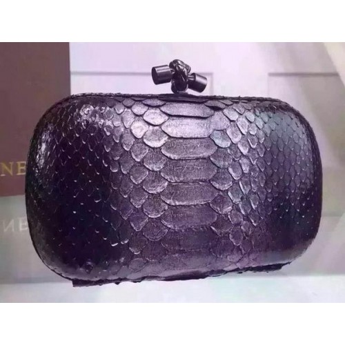 Bottega Veneta Snake Leather Knot Clutch BV8653 Stříbrná