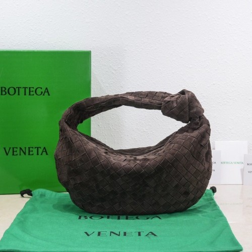 Bottega Veneta intrecciato semišová taška s horní rukojetí 690225 hnědá