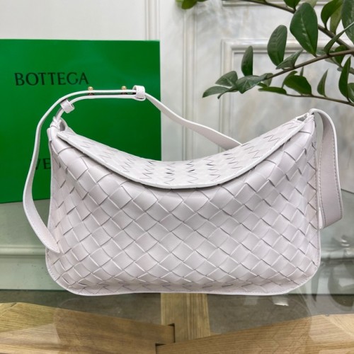 Kožená taška přes rameno Bottega Veneta Intreccio 690226 bílá