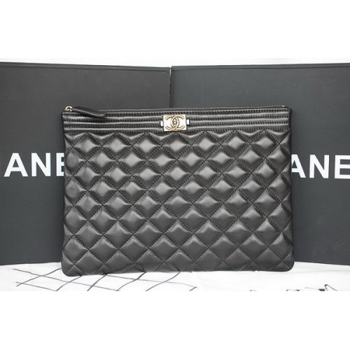 Kožená kabelka Chanel Chevron Black z jehněčí kůže A69253 pro chlapce
