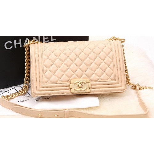 Chlapecká kabelka Chanel Flap Bag Originální meruňková perleťová ovčí kůže A67086 zlatá