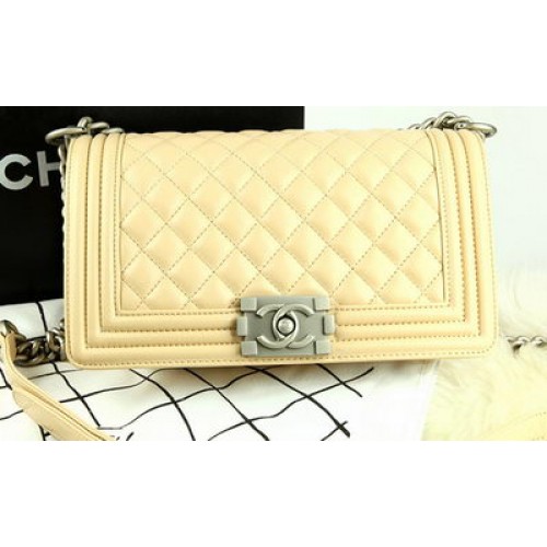 Chlapecká kabelka Chanel Flap Bag Originální meruňková perleťová ovčí kůže A67086 stříbrná