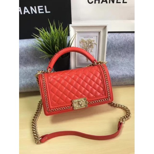 Chlapecká kabelka Chanel Flap Bag Originální telecí kůže A67086B Červená