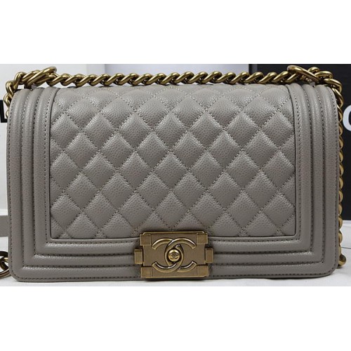 Chlapecká kabelka Chanel Flap Bag Original Grey Cannage Pattern A67025 Gold