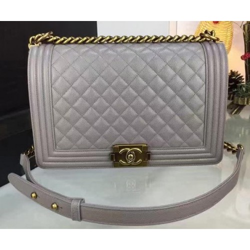Chlapecká kabelka Chanel Flap Bags Originální šedá s vzorem Cannage A67088 zlatá