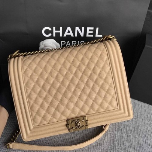 Chlapecká kabelka Chanel Flap Ramenní taška s meruňkovým vzorem Cannage A67087 zlatá