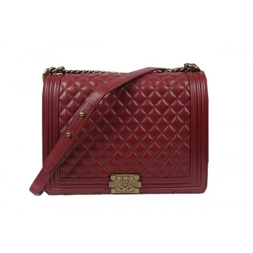 Chlapecká kabelka Chanel Flap Shoulder Bag Burgundy Original Ovčí Kůže A67087 Mosaz