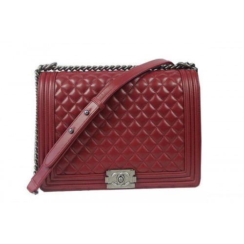 Chlapecká kabelka Chanel Flap Shoulder Bag Burgundy Original Ovčí Kůže A67087 Stříbrná