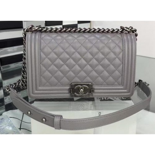 Chlapecká kabelka Chanel s klopou přes rameno Cannage Pattern A67086 šedá