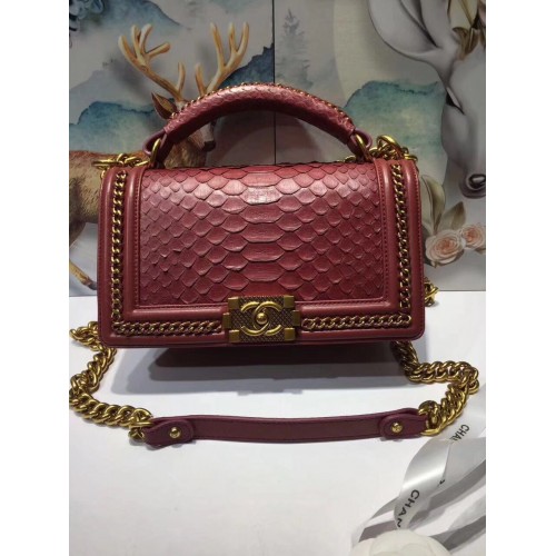 Chlapecká kabelka Chanel Flap Shoulder Bag originální hadí kůže 67086 červená
