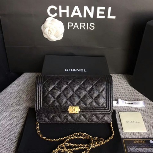 Chlapecká kabelka Chanel WOC Flap Bag Originální telecí kůže CHA6040 Černá