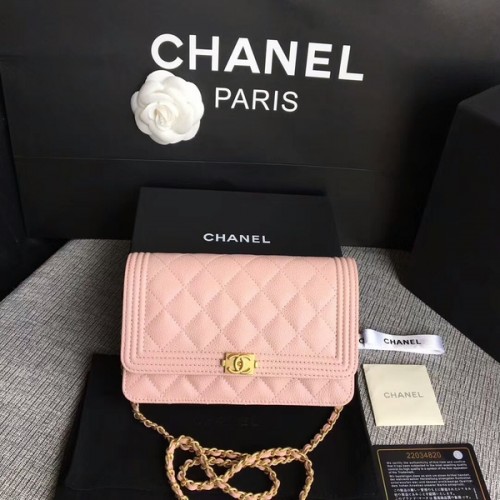 Chlapecká kabelka Chanel WOC Flap Bag Originální telecí kůže CHA6040 růžová