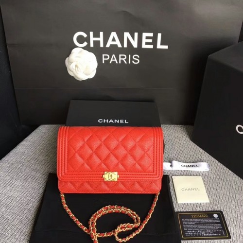 Chlapecká kabelka Chanel WOC Flap Bag Originální telecí kůže CHA6040 Červená