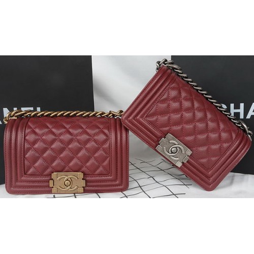 Miniaturní kabelka Chanel s klopami, originální vzor Cannage A67085, vínová