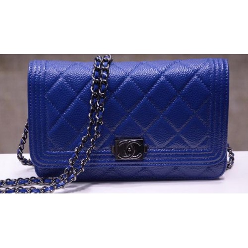 Miniaturní klopové kabelky Chanel s jasným vzorem Cannage A33815 modré