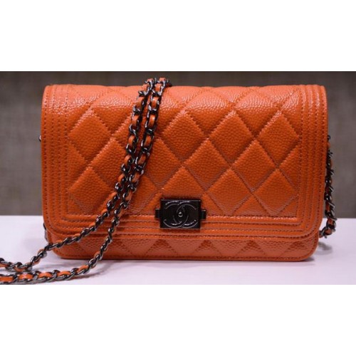 Miniaturní kabelky Boy Chanel s klopami, jasným vzorem Cannage A33815, oranžové