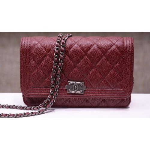 Miniaturní klopové kabelky Chanel s potiskem Cannage A33815 vínové