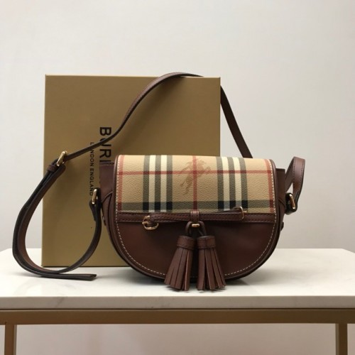 Kožená kabelka přes rameno BurBerry 82665 hnědá