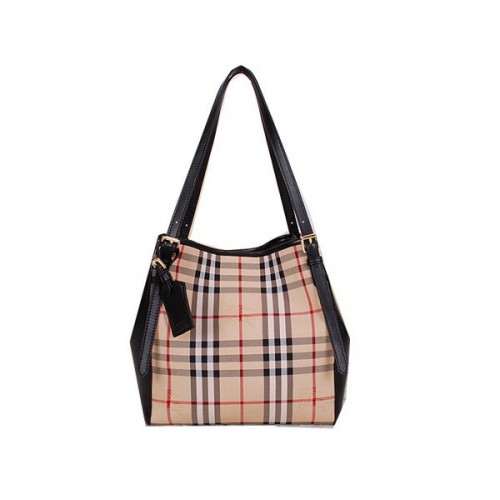 Malá taška BurBerry Haymarket Check Tote B3711 Černá