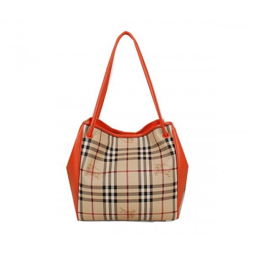 Malá taška BurBerry Haymarket Check Tote B5911 oranžová