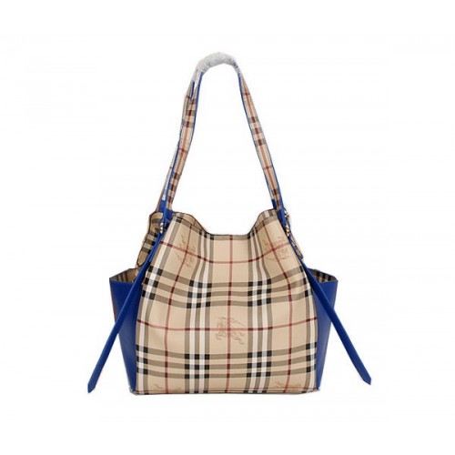 Malá originální taška BurBerry Haymarket Check Tote B8885 Royal Blue