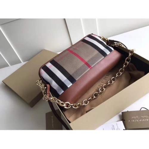 Kožená kabelka Burberry Calfskin Should Bag 41711 hnědá