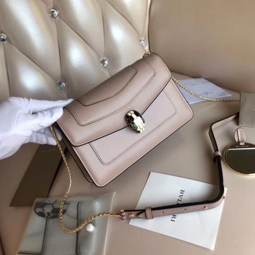 Bvlgari originální telecí kožená kabelka serpenti forever přes rameno 5590 světle růžová