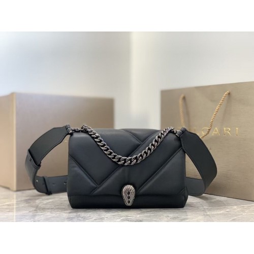 Kožená crossbody kabelka Bvlgari Serpenti Forever B219069 černá