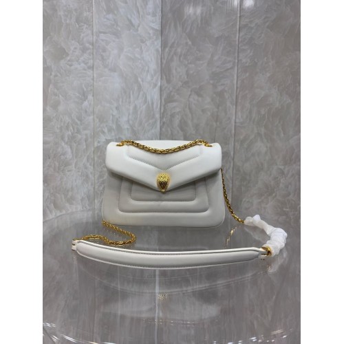 Kožená crossbody kabelka Bvlgari Serpenti Forever B282922 BÍLÁ