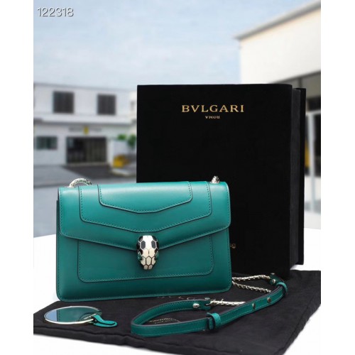 Malá kožená crossbody kabelka Bvlgari Serpenti Forever 28090 Emerald