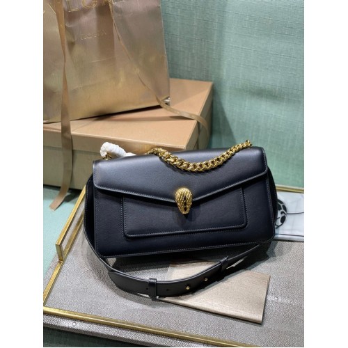 Malá kožená crossbody kabelka Bvlgari Serpenti Forever 292833 černá