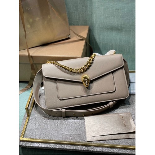 Malá kožená crossbody kabelka Bvlgari Serpenti Forever 292833 šedá