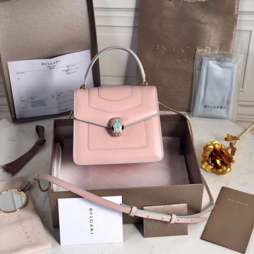 Malá kožená crossbody kabelka Bvlgari Serpenti Forever 70736 růžová