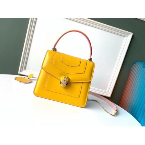 Kožená malá crossbody kabelka Bvlgari Serpenti Forever 70736 žlutá