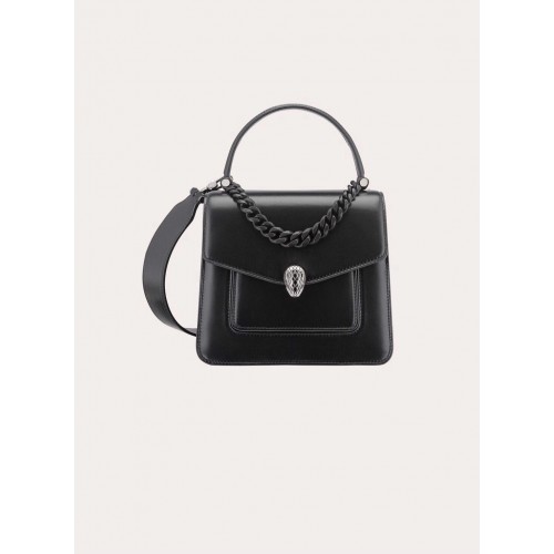 Kožená malá crossbody kabelka Bvlgari Serpenti Forever B210762 černá