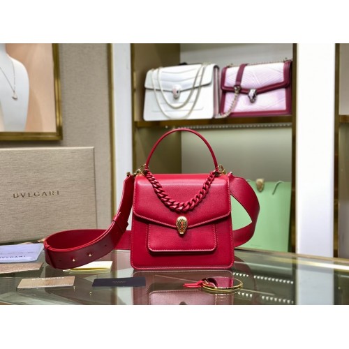 Malá kožená crossbody kabelka Bvlgari Serpenti Forever B210763 růžová