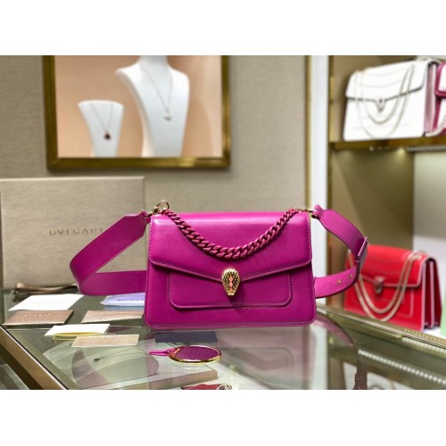 Bvlgari Serpenti Forever kožená malá crossbody kabelka B210762 růžová