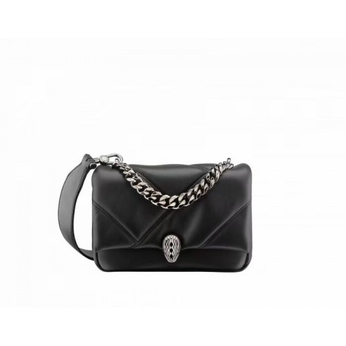 Kožená malá crossbody kabelka Bvlgari Serpenti Forever B219068 černá
