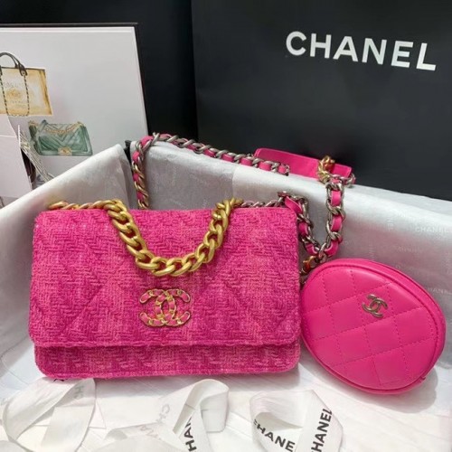 Kabelka s klopou CHANEL 19 WOC 33817 růžová