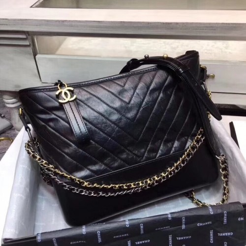 CHANEL GABRIELLE Originální kožená kabelka Hobo A93842 černá