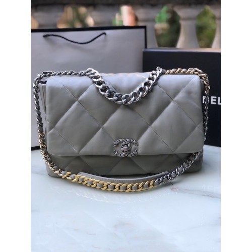 Kabelka CHANEL Lambskin 19 Flap AS1162 šedá