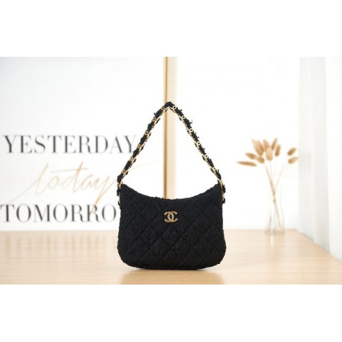 CHANEL SMALL Tweed kovové brýle zlaté barvy AS3562 ČERNÉ