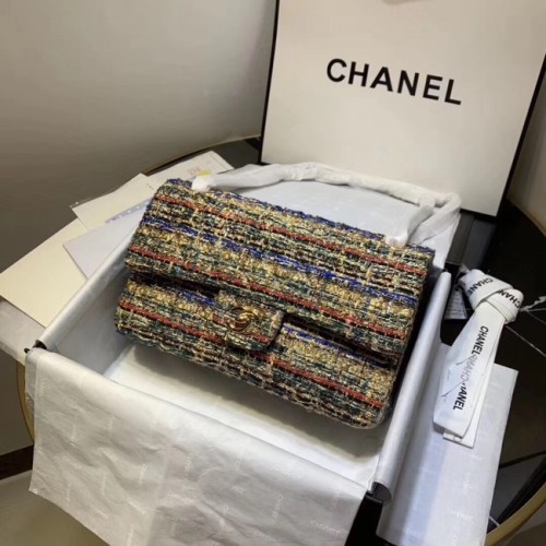 CHANEL Tweed Telecí kůže - Zlatý odstín - Metal 1112 meruňková