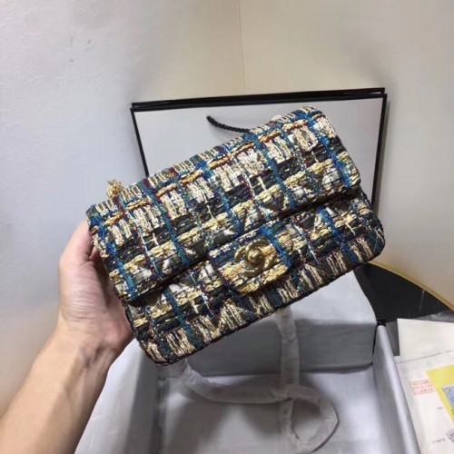 CHANEL Tweed telecí kůže - zlatá barva - kovová AS1116 zlatá