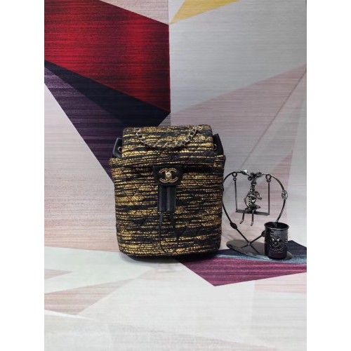 CHANEL Tweed malý batoh zlatý kov 69964 černý