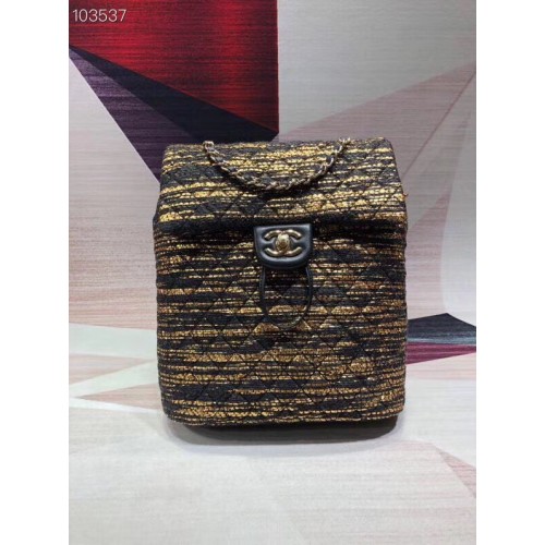 CHANEL Tweed malý batoh zlatý kov 69965 černý