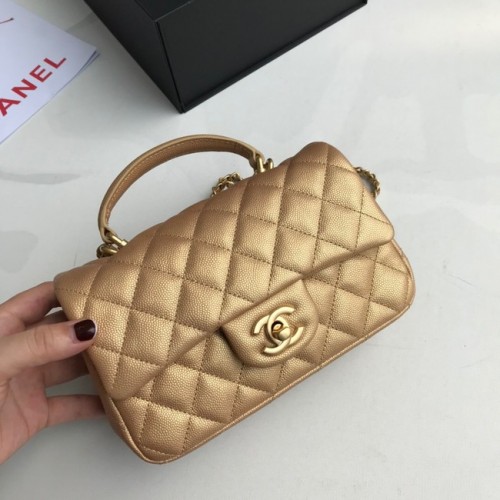 Miniaturní kabelka CHANEL s horním uchem AS2431 zlatá